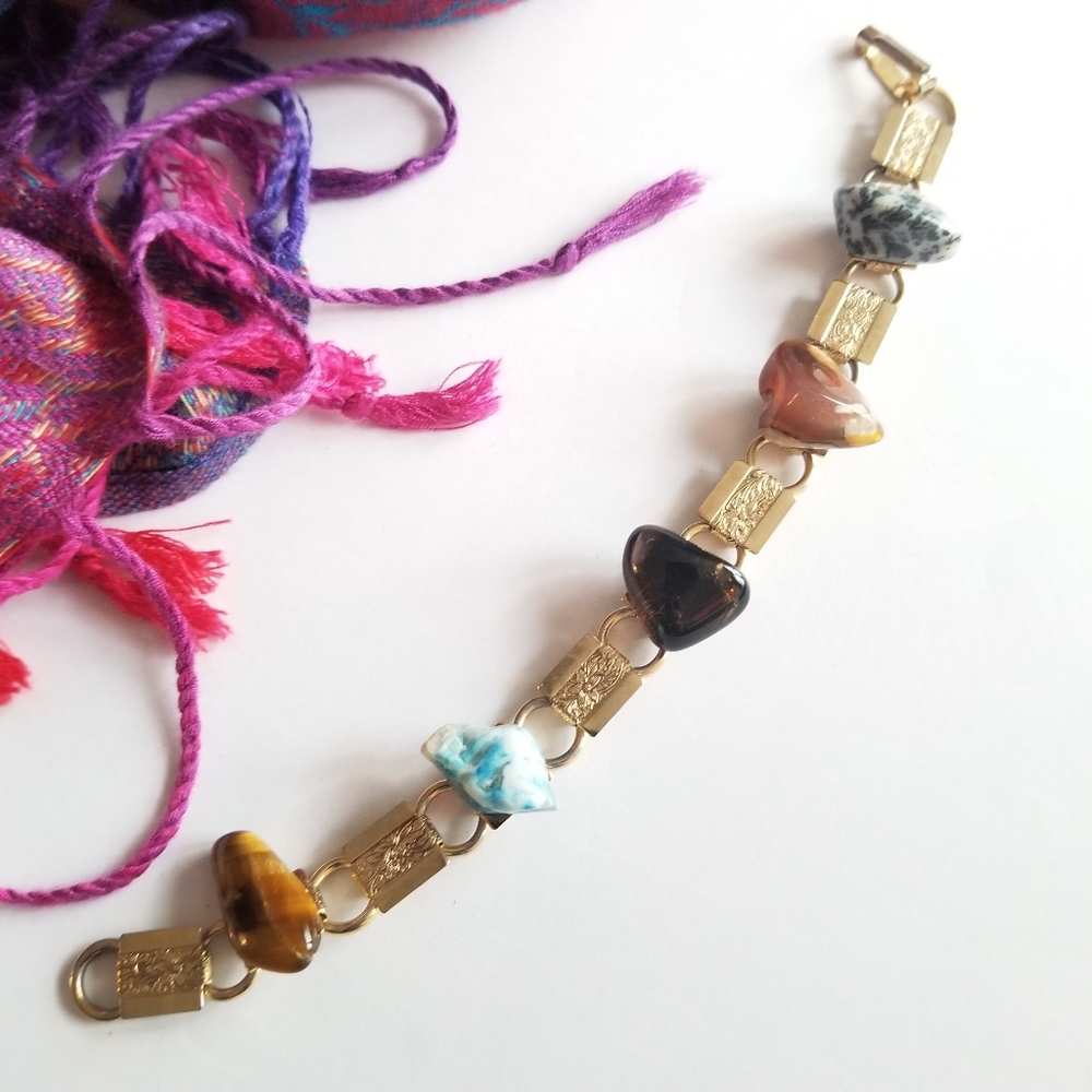 Vintage bracelet Rock Collection bracelet silver tone gem